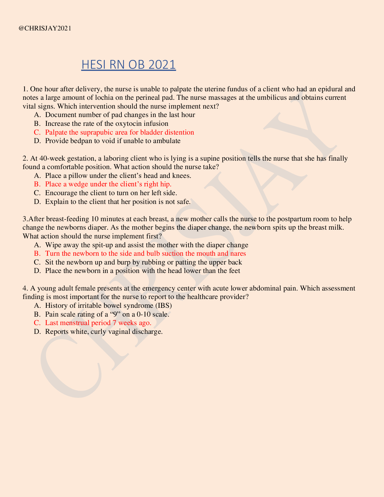 Preview image for HESI RN OB